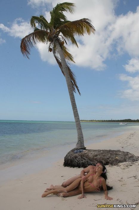 Парнишка ебет под пальмой на пляже свою любовницу после минета